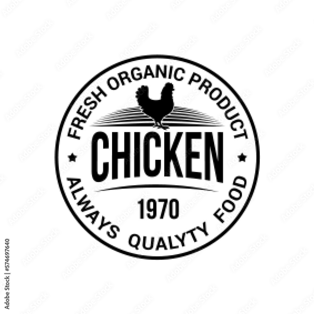 Obraz premium Monochrome Craft Label Vintage Design for Fresh Organic Chicken Eggs Cardboard Container on White Background