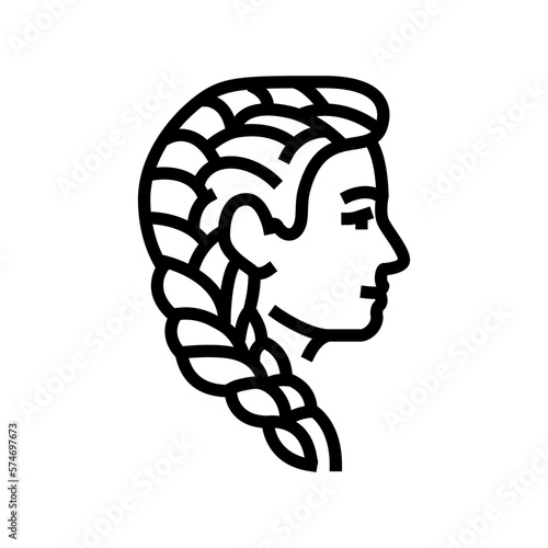 french braid hairstyle female line icon vector illustration