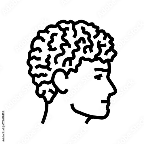 curly male hairstyle male line icon vector illustration
