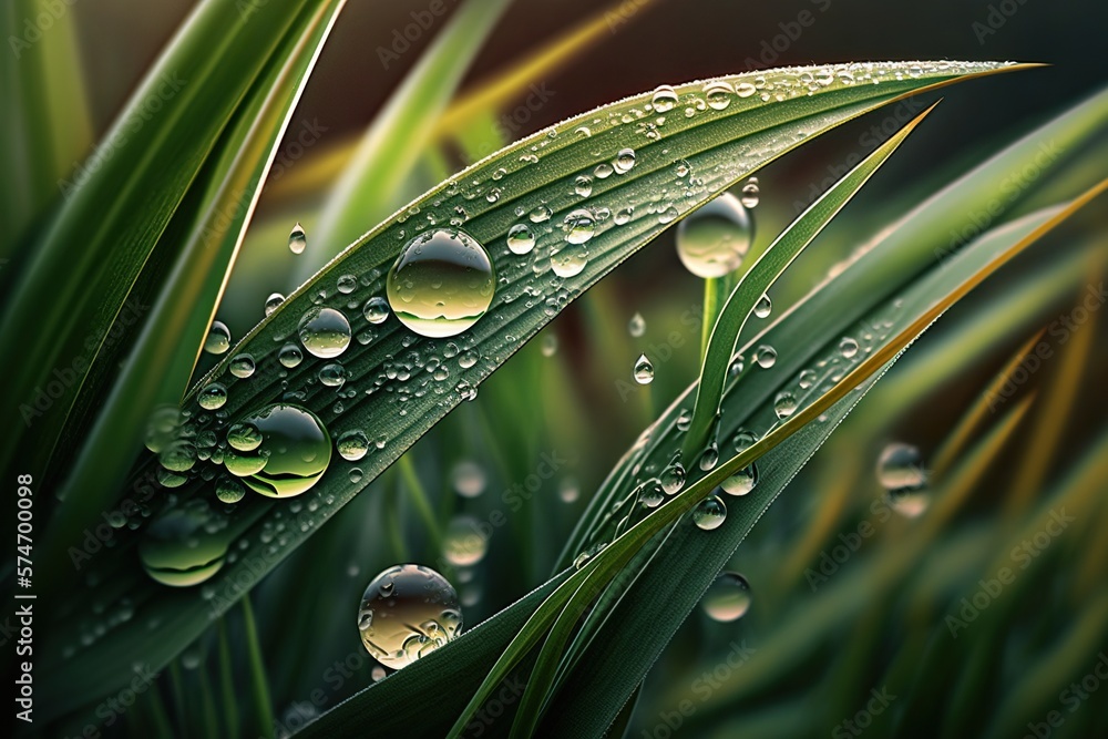Grass with drops of water close up, concept of Macro Photography ...