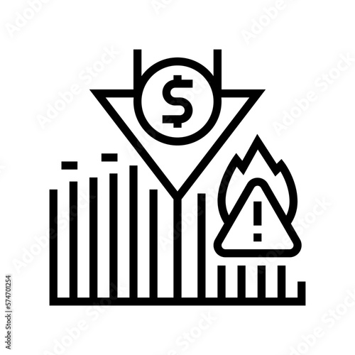 sudden change market trends financial crisis line icon vector illustration
