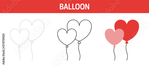 Balloon tracing and coloring worksheet for kids