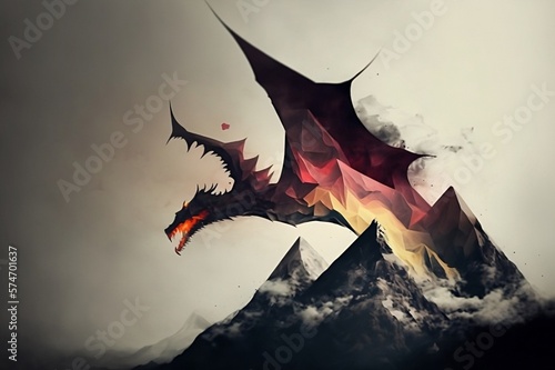 halloween background with bat and dragon