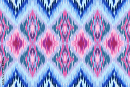 Ikat geometric folklore ornament with tribal ethnic seamless striped pattern Aztec style. oriental pattern traditional Design for background, clothing, wrapping, Batik, fabric, vector, illustration.