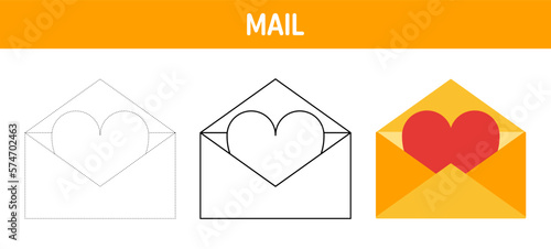 Mail tracing and coloring worksheet for kids