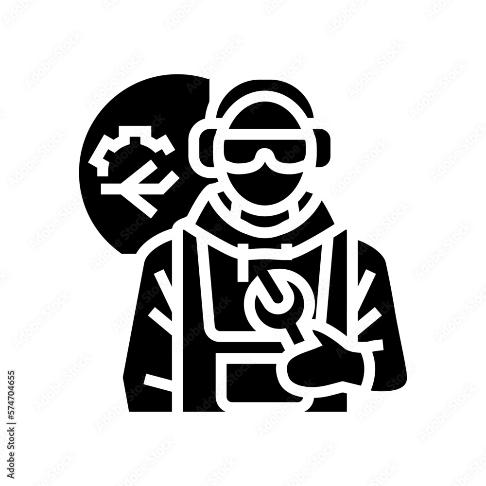 aircraft mechanic repair worker glyph icon vector illustration aircraft mechanic repair worker glyph icon vector illustration