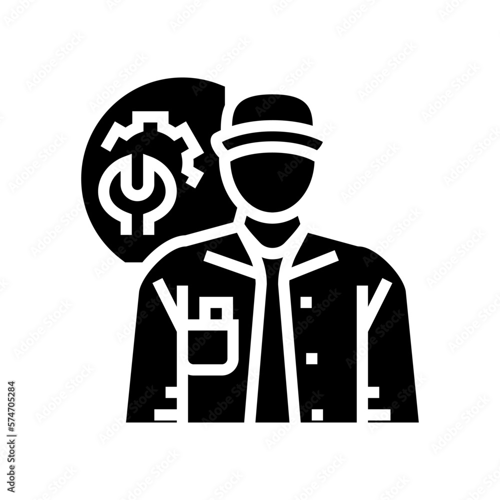 maintenance mechanic repair worker glyph icon vector illustration