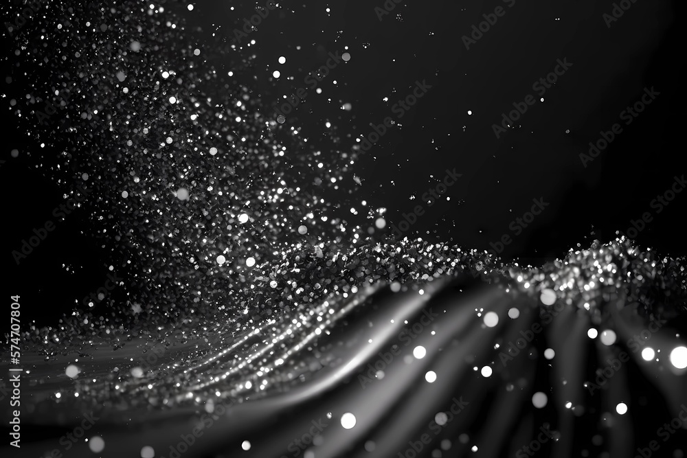 Black and white silver or metal particles background. Glitter shimmer ...