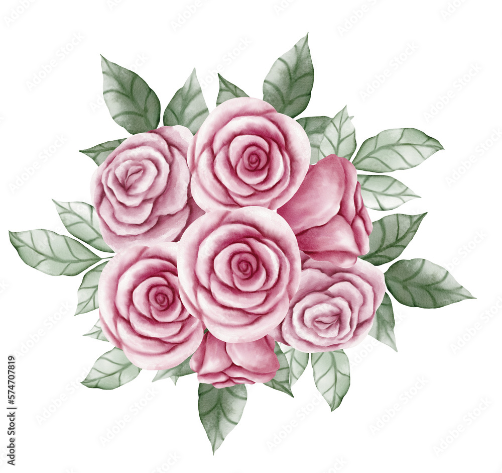 watercolor valentine bouquet