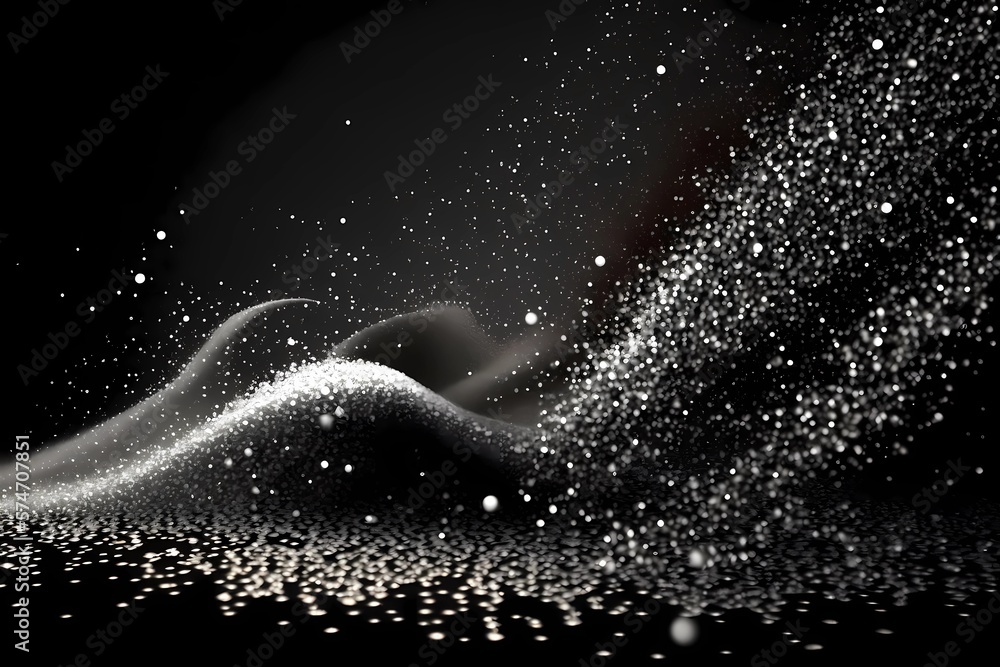 Black and white silver or metal particles background. Glitter shimmer ...