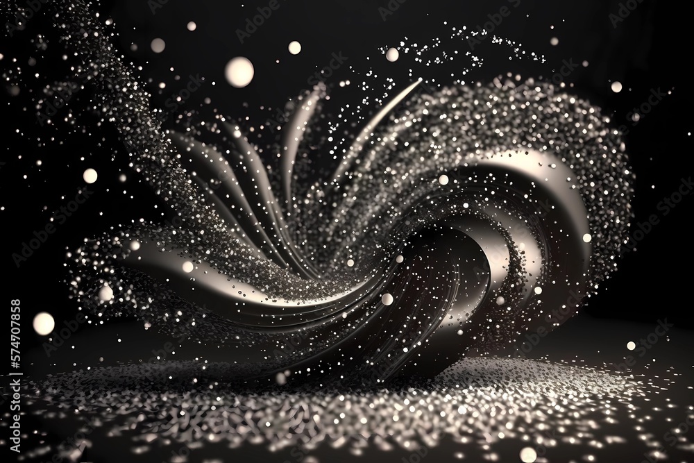 Black and white silver or metal particles background. Glitter shimmer ...