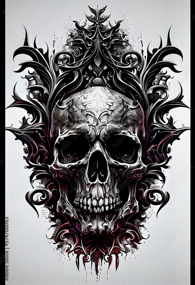 Fototapeta premium Generative AI abstract render of a gothic skull