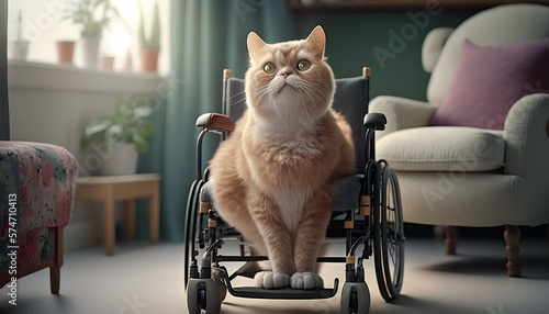 cat with disability in indoor hous, Generative AI © Salsabila Ariadina
