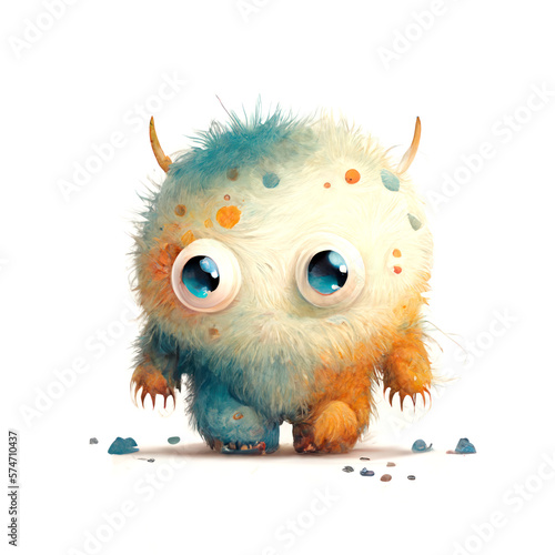 Little monster isolated on white background. Ai generated.