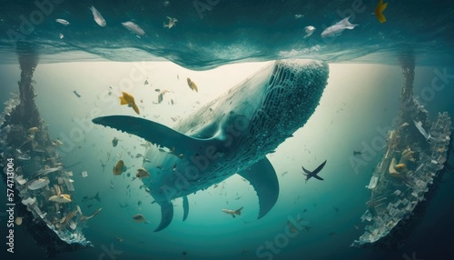 Plastic pollution in ocean affecting sea life