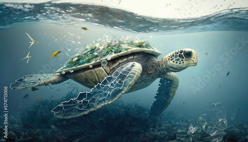 Plastic pollution in ocean affecting sea life