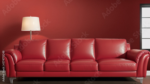 Red Leather Sofa Room © Игорь Бондарь