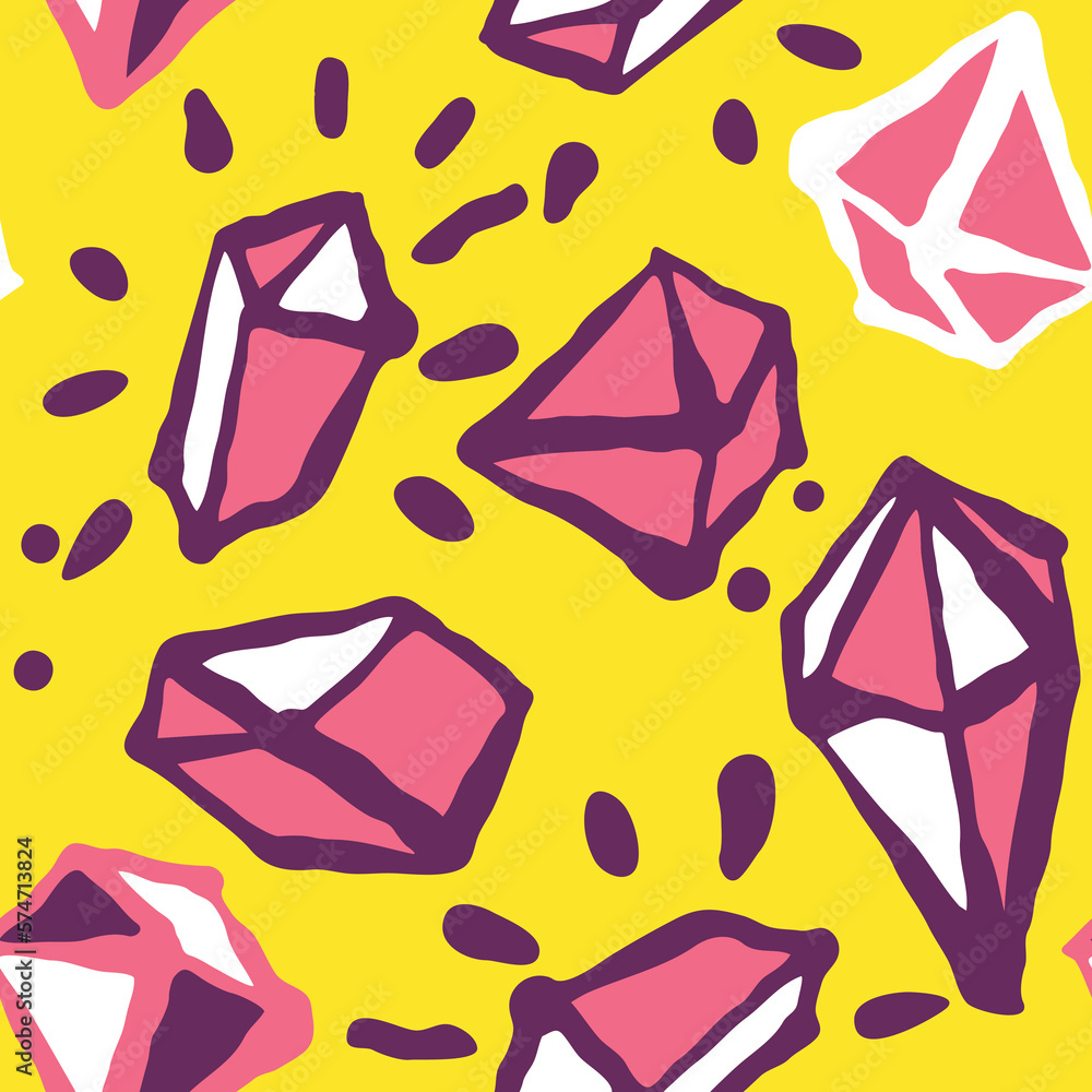 Abstract seamless vector pattern with gemstones decorative elements. Hand drawn background in boho style for textile print, fabric design, wallpaper and digital paper, wrapping. Abstract seamless vector pattern with gemstones decorative elements. Hand drawn background in boho style for textile print, fabric design, wallpaper and digital paper, wrapping.