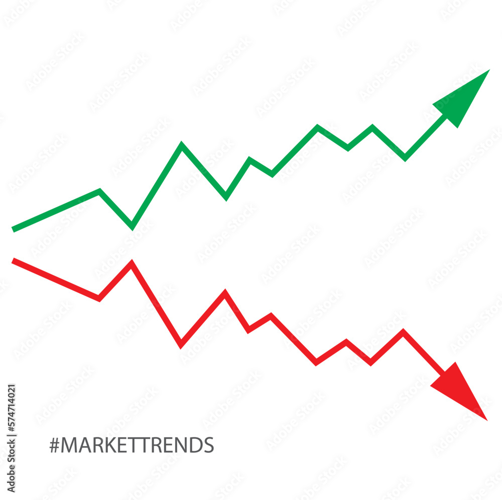 Naklejka premium Dos flechas, una ascendente y otra descendente. Icono vector