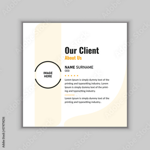 Modern and creative client testimonials or customer feedback social media post design
