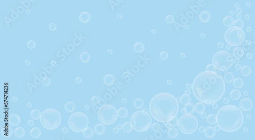 Cute, realistic, fun water bubbles flying randomly.  photo