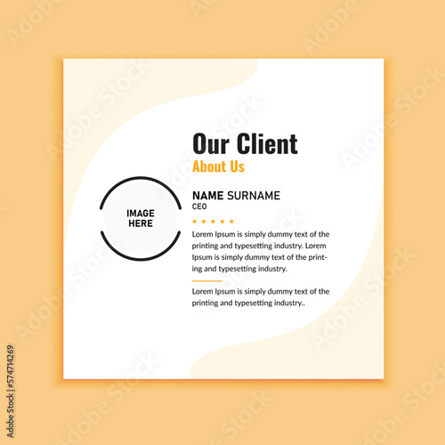 Modern and creative client testimonials or customer feedback social media post design