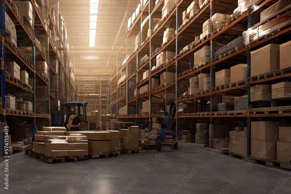 Loader In The Goods Warehouse. Generative AI Loader In The Goods Warehouse. Generative AI