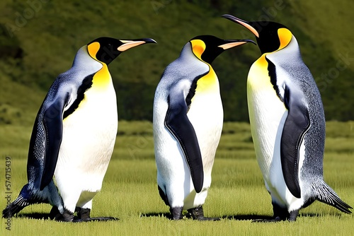 Loving Couple Of King Penguins. Digital Art. Generative AI