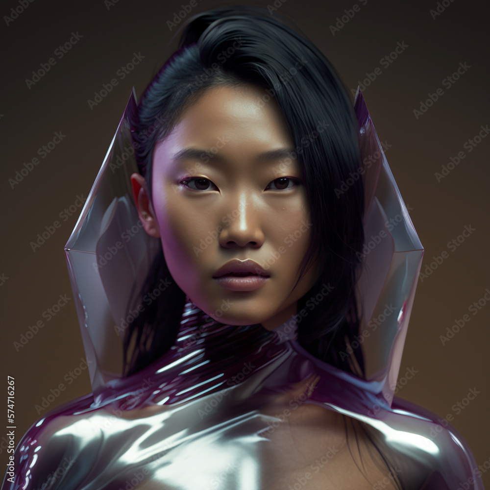 Generative Ai Illustration Sci Fi Futuristic Humanoid Robot Stock