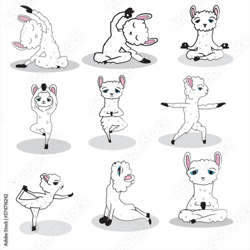 Liama Yoga Funny Vector Illustration