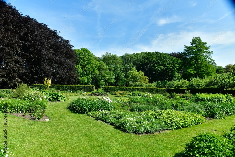 Le jardin des plantes médicinales dans un milieu bucolique le long d'un bois à feuillage marron au Vrijbroekpark à Malines 