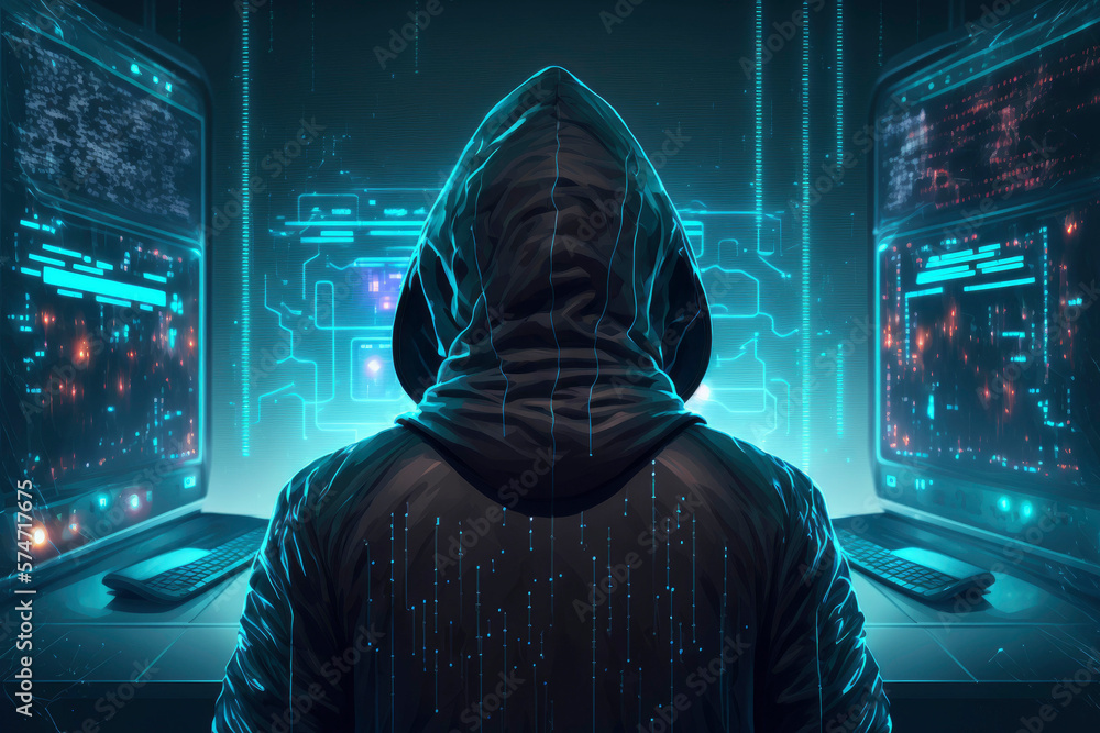 A professional hacker in a hood is working on hacking servers and websites ,made with Generative AI A professional hacker in a hood is working on hacking servers and websites ,made with Generative AI