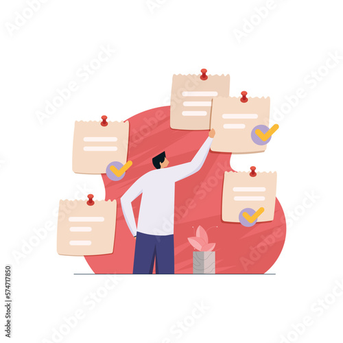 Entrepreneur manage to prioritize sticky note, Set work priority, Arrange to do list, Task Management concept