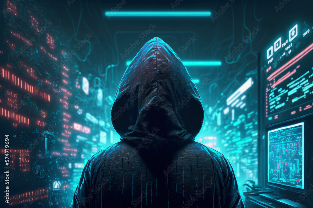 A professional hacker in a hood is working on hacking servers and websites ,made with Generative AI A professional hacker in a hood is working on hacking servers and websites ,made with Generative AI