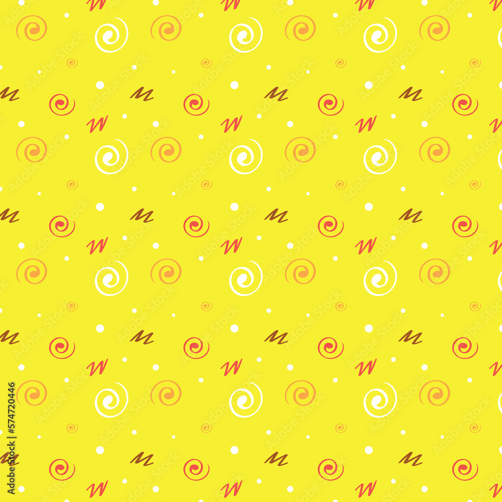 Hand drawn doodle seamless pattern, marker outlines, for bar, banner, menu, beer or music festival, young people event, outdoor activities, picnic. Yellow and white vector. Freehand brush strokes