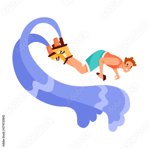 Man Character Flyboard Doing Water Sport Activity Vector Illustration