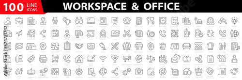 Fototapete Office workspace 100 icon set