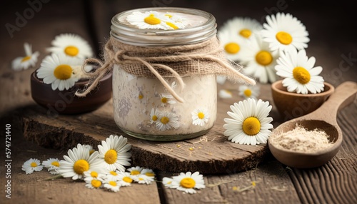 homemade cosmetic and skincare   white chamomile  flower  Generative Ai