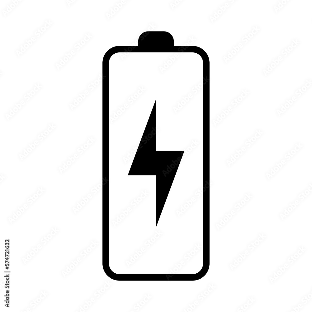 Battery icon with lightning bolt sign. Battery charging icon with lightning bolt symbol. Battery icon with lightning bolt sign. Battery charging icon with lightning bolt symbol.