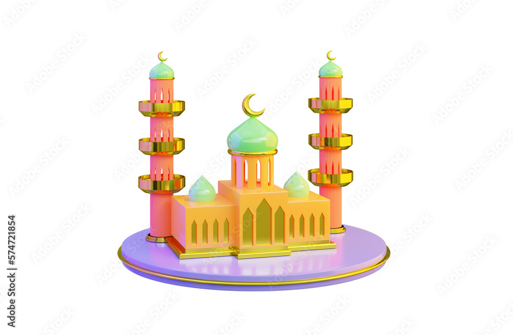 masjid icon on white background 3d render concept for pray time ramadan kareem eid festival