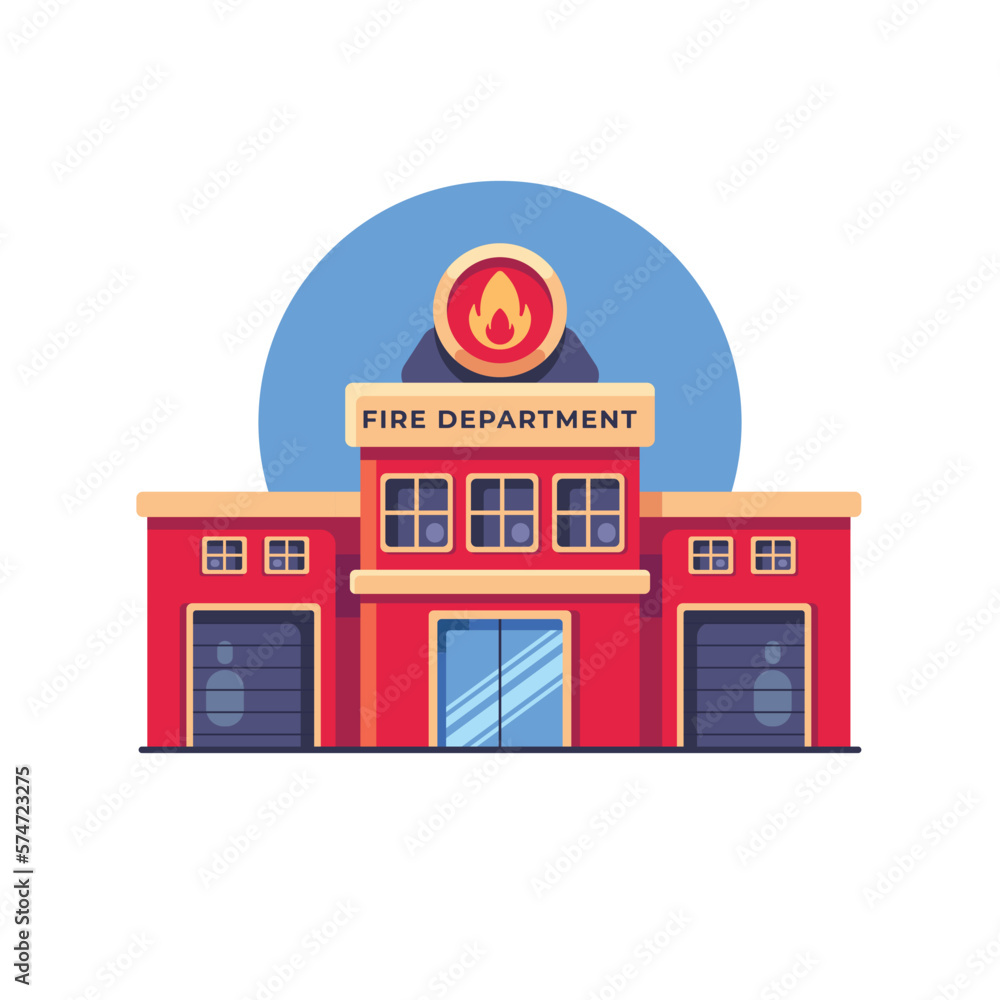 Fire department building icon illustration vector flat design Fire department building icon illustration vector flat design