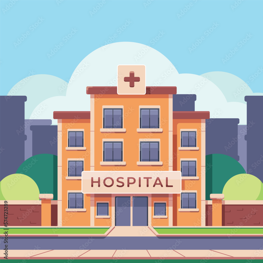 Hospital building icon illustration vector flat design