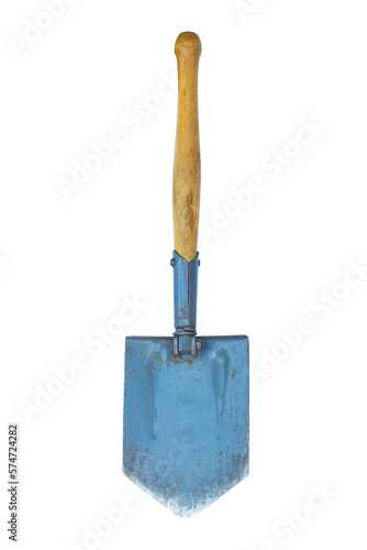 folding shovel, collapsible sapper shovel isolated from background