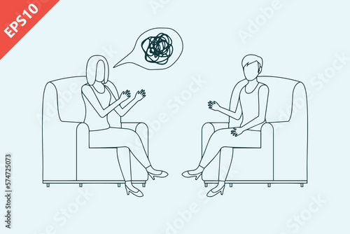 hand drawn Psychologist and patient. Psychotherapy counseling concept illustration design flat vector