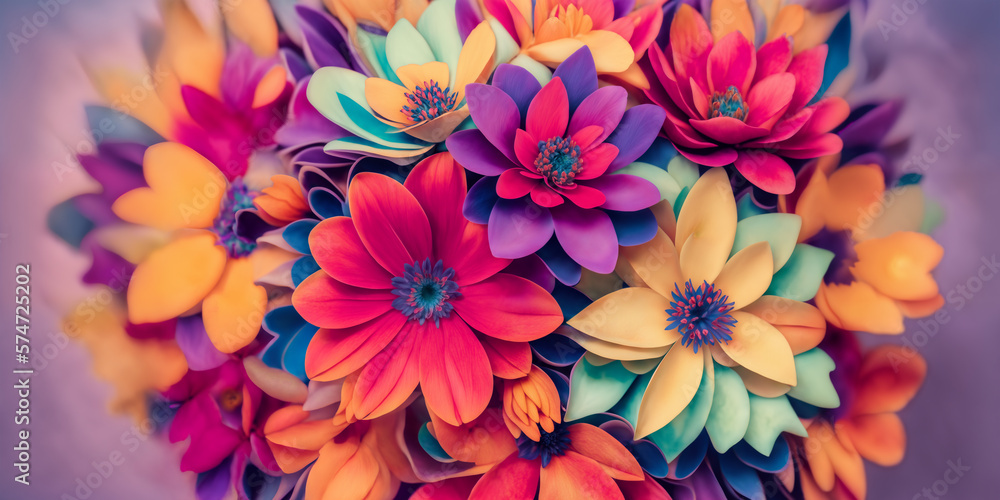 Colorful flower bouquet background. Generative AI