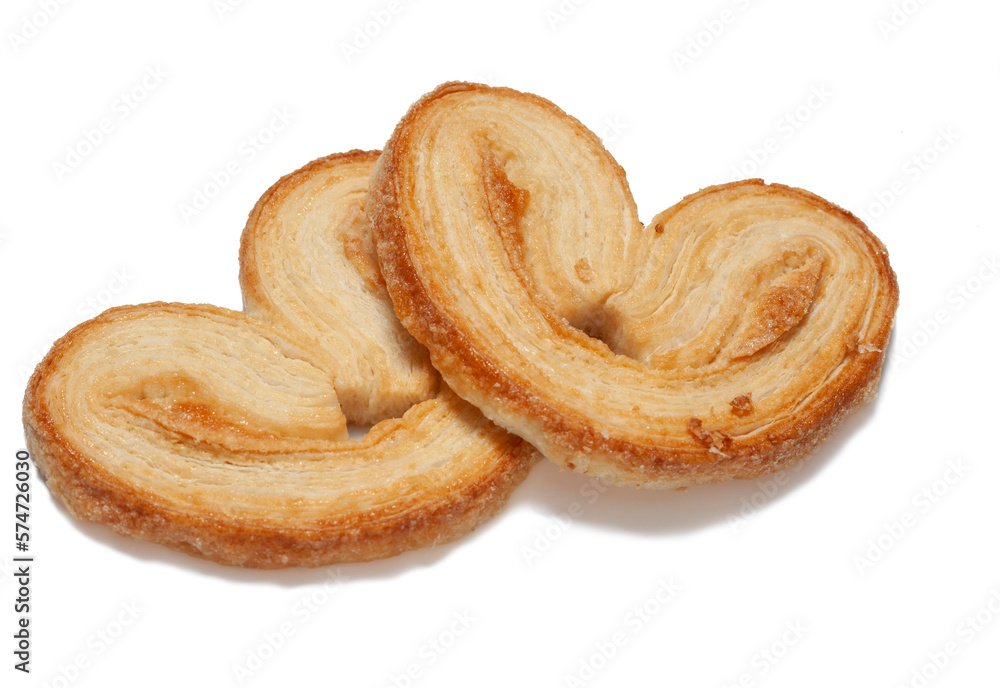 Palmier pastry on a white background Palmier pastry on a white background