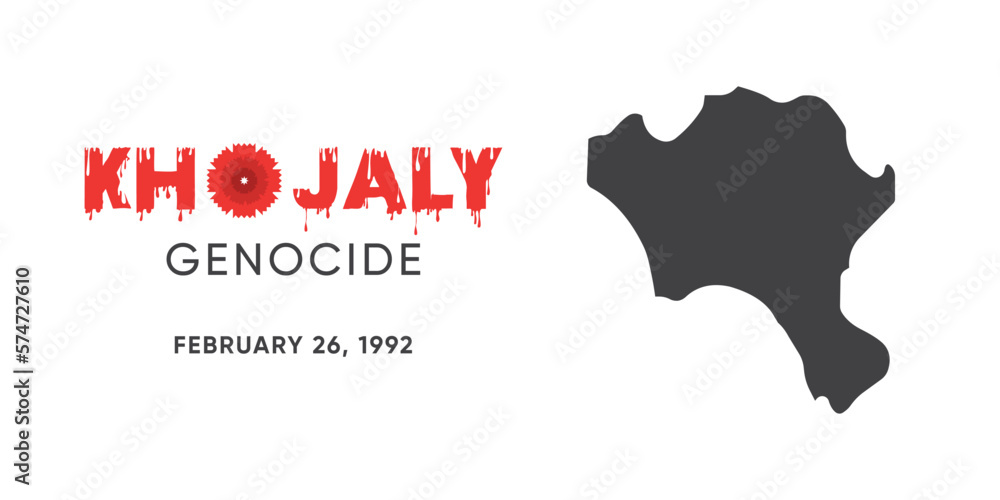 Khojaly Genocide february 26, 1992. Poster for the memory of the Azerbaijani people. War crime Genocide Armenian army Conflict in Nagorno Karabakh. Justice for Khojaly vector illustration poster