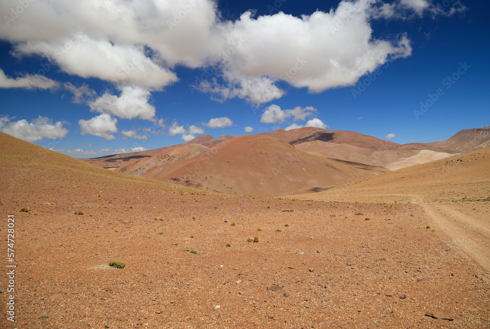 The red color of the landscapes of the Puna, Argentina