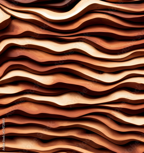 Abstract curvy wood background texture with round organic shapes. Generative AI