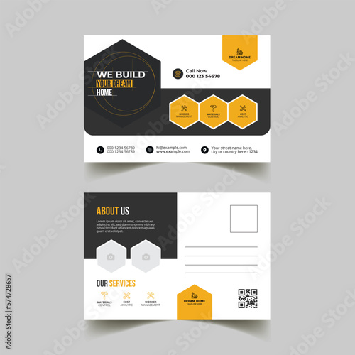 modern creative business construction marketing agency EDDM postcard template 